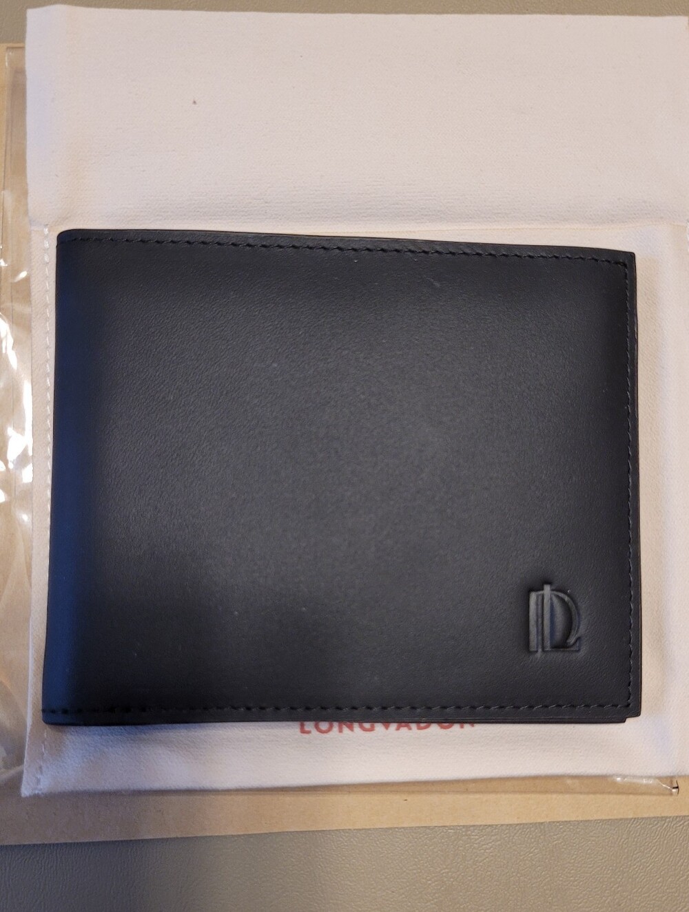 NWT- Longvadon Black Leather Bi-Fold Wallet.